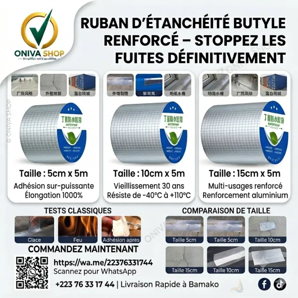 Ruban d'Étanchéité Butyle Renforcé Aluminium – 5 m