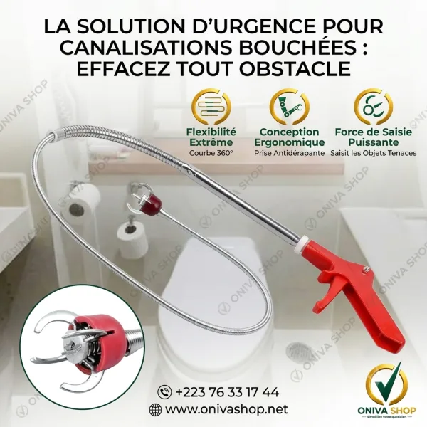 Furet Déboucheur Flexible Professionnel 1,8 m à Griffes – Débouchage & Récupération d'Objets