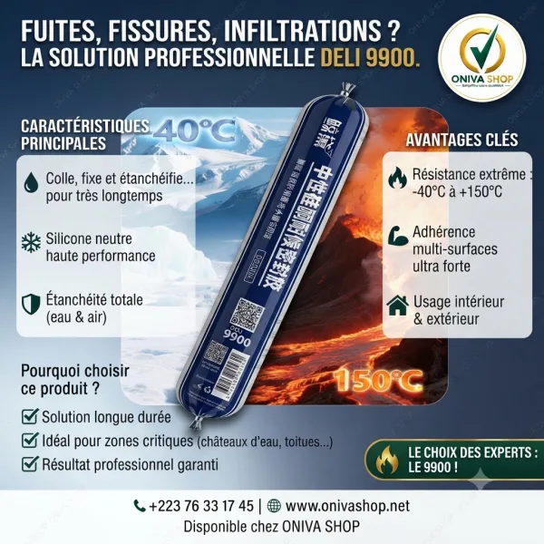 Mastic Silicone Neutre DELI 9900 Haute Performance