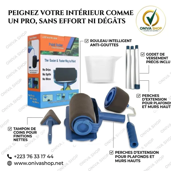 Kit Paint Runner Pro GOCHANGE – Rouleau de Peinture à Réservoir Anti-Gouttes Complet